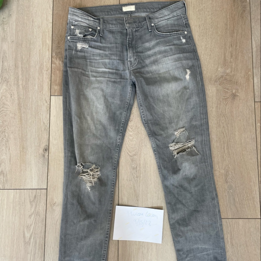 Mother Denim gray ripped jeans